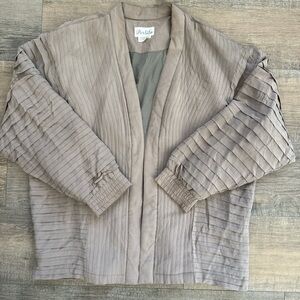 Vintage 100% Silk Pleated "Perlita" Jacket in Taupe